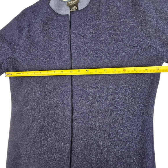 Willie Smith Petite Blue 2-Tone Open Front Wool Stretch Cardigan Size PL - Picture 7 of 10